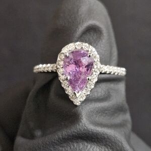 14K White Gold Unheated 1.72ct. Sapphire and Diamond Cocktail/Engagement Ring